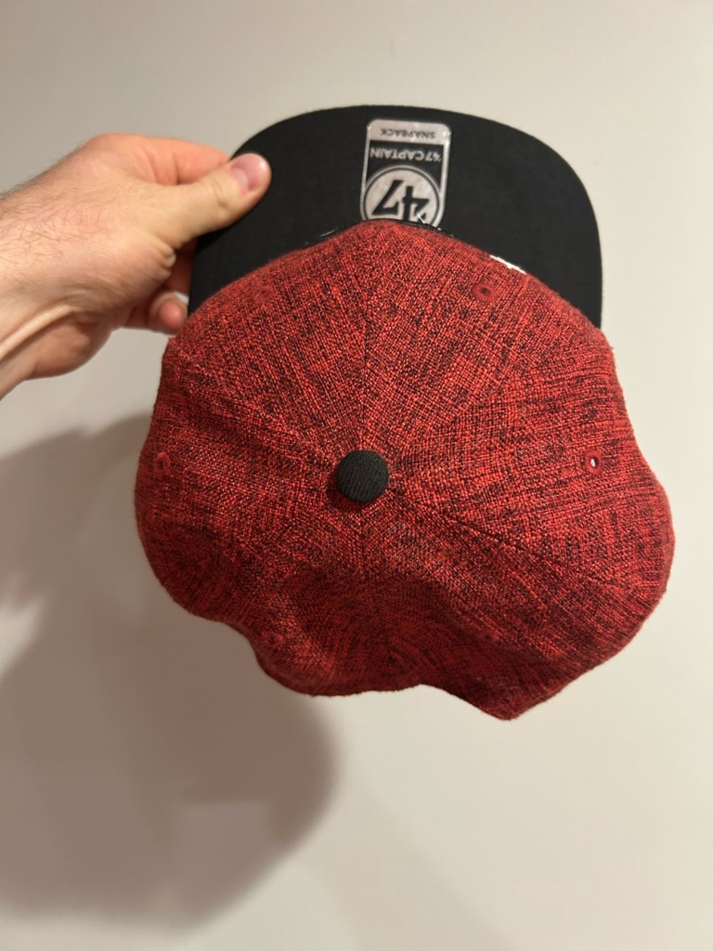 47 Brand California Republic Snapback Hat Cal Weaver‎ Captain Bear Cap Red Black - Picture 6 of 7
